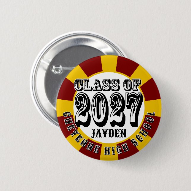 Bóton Redondo 5.08cm Graduação da Turma de 2027 Ocidental (Frente & Verso)
