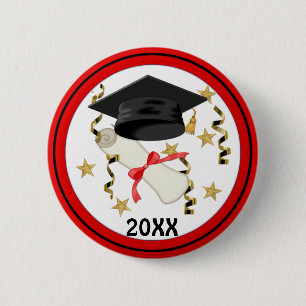 Bóton Redondo 5.08cm Graduação de Morteiro Azul e Diploma