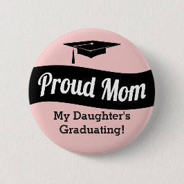Bóton Redondo 5.08cm Graduação - mamã orgulhosa - rosa Dourado