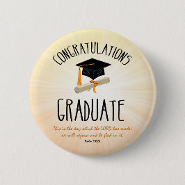 Bóton Redondo 5.08cm Graduação religiosa Dourada Starburst com Boné Neg