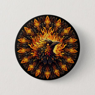 Bóton Redondo 5.08cm Gráfico Circular Phoenix Flaming