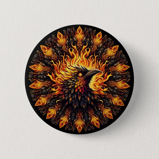 Bóton Redondo 5.08cm Gráfico Circular Phoenix Flaming (Frente)