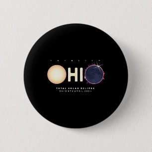 Bóton Redondo 5.08cm Gráfico de Astronomia Total Eclipse 2024 Ohio