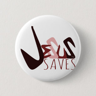 Bóton Redondo 5.08cm GRAFITE JESUS SAVES em vermelho