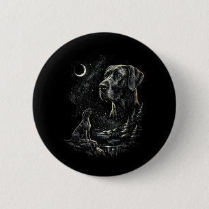Bóton Redondo 5.08cm Grande Cão Dogue Alemão Uivando Lua Vintage 90s En