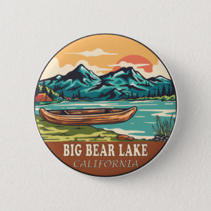 Bóton Redondo 5.08cm Grande Urso Lago California Barco Emblema de Pesca