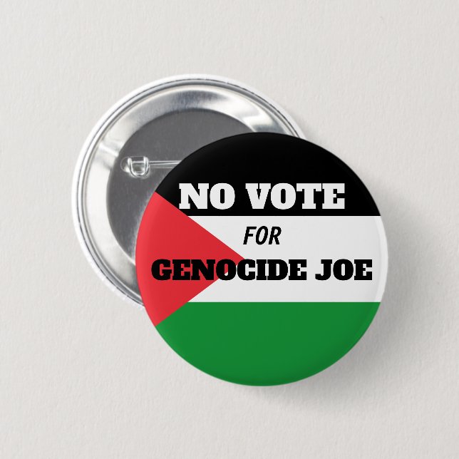 Bóton Redondo 5.08cm GRATUITA PALESTINA - Sem Voto para o Genocídio Joe (Frente & Verso)