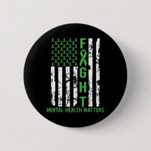 Bóton Redondo 5.08cm Green American Flag Usa Mental Health Problems