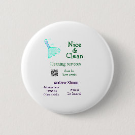 Bóton Redondo 5.08cm Green blue gitter clean mop add name address q r b