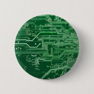 Bóton Redondo 5.08cm green electronic circuit board computer pattern