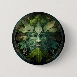 Bóton Redondo 5.08cm Green Man Mandala Fantasy Art