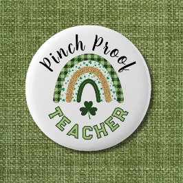 Bóton Redondo 5.08cm Green Rainbow Pinch Proof Teacher St Patrick's Day