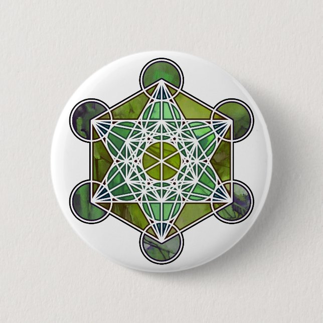 Bóton Redondo 5.08cm GreenMetatronCube (Frente)