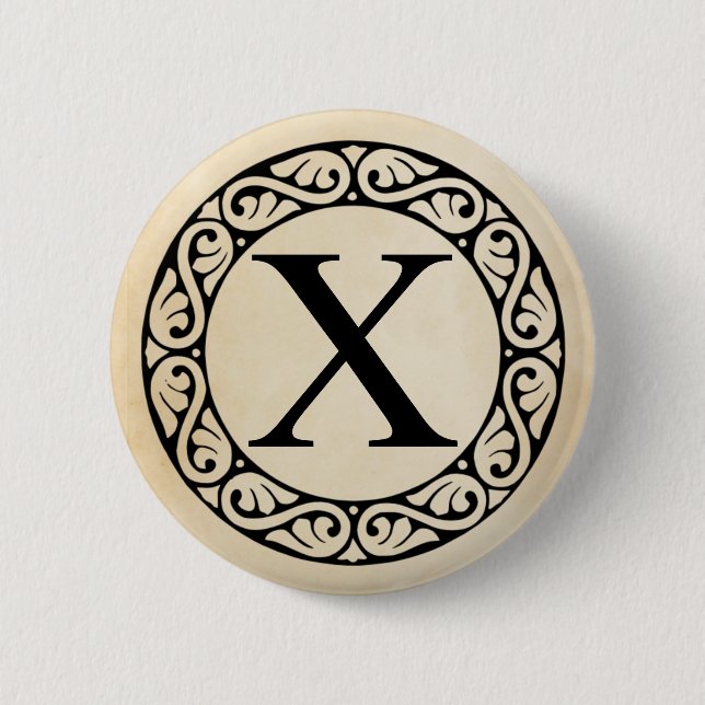 Bóton Redondo 5.08cm Grego - Letra alfabética chi (Frente)