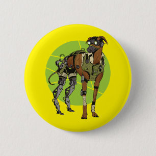 Bóton Redondo 5.08cm Greyhound Dog Cyborg Design