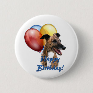 Bóton Redondo 5.08cm Greyhound Happy Birthday Balloons.