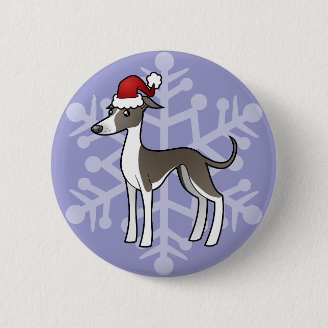 Bóton Redondo 5.08cm Greyhound Natal / Whippet / Italiano (Frente)