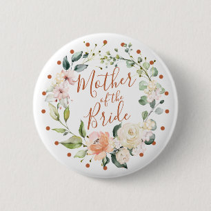 Bóton Redondo 5.08cm Grinalda floral, mãe das bolinhas da noiva