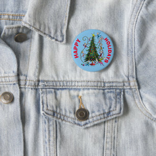 Bóton Redondo 5.08cm Grinch Clássico Árvore de Natal de Whoville