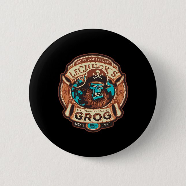 Bóton Redondo 5.08cm Grogue do Lechuck - Cerveja Artesanal - Monkey Isl (Frente)