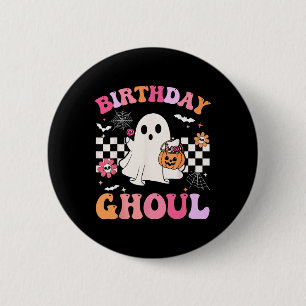 Bóton Redondo 5.08cm Groovy Birthday Ghoul Spooky Season Halloween Birt