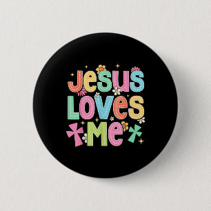 Bóton Redondo 5.08cm Groovy Jesus Me Ama Igreja Cristã Bíblica