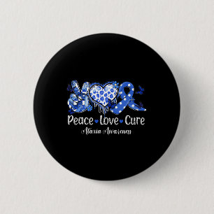 Bóton Redondo 5.08cm Groovy Peace Love Cure Blue Ribbon Ataxia Awarenes