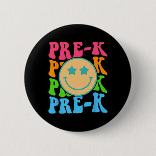 Bóton Redondo 5.08cm Groovy Pre-K Vibes Enfrenta Professores Retro Cria
