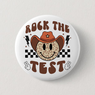 Bóton Redondo 5.08cm Groovy Test Day Rock The Test Smile Cowboy Boys Me