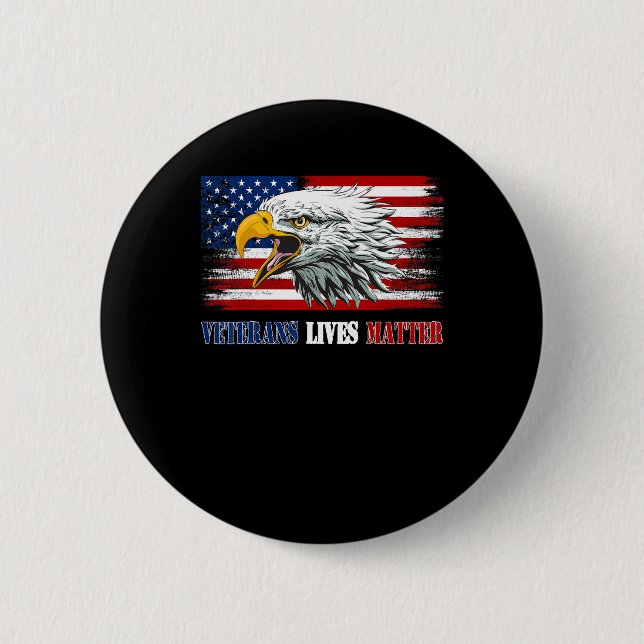 Bóton Redondo 5.08cm Grumpy Old Veteran American Eagle Flag Veterans Li (Frente)