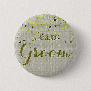Bóton Redondo 5.08cm Grupo de Casamento de Foil Confetti Verde