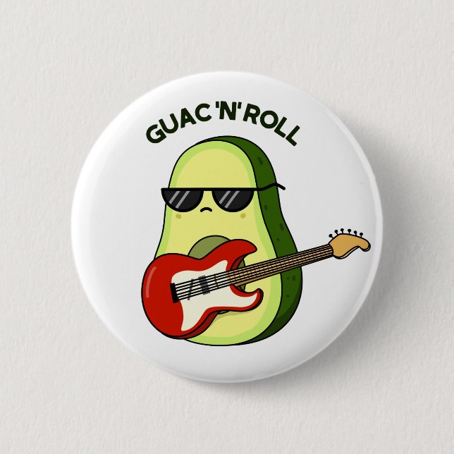 Bóton Redondo 5.08cm Guac E Roll Cute Rocker Avocado PUn (Frente)