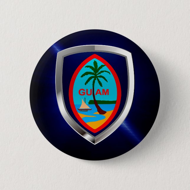 Bóton Redondo 5.08cm Guam Mettalic Emblem (Frente)