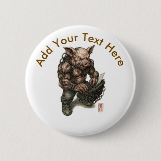 Bóton Redondo 5.08cm Guerreiro de Porcos Mutantes - Cyberpunk Butcher c