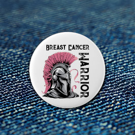 Bóton Redondo 5.08cm Guerreiro do Cancer da Mama Branco