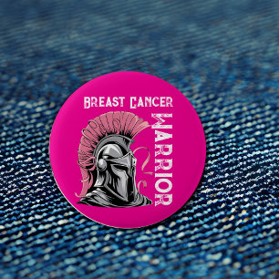 Bóton Redondo 5.08cm Guerreiro do Cancer de Mama Rosa Quente