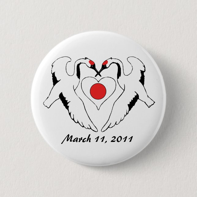 Bóton Redondo 5.08cm Guindastes japoneses & alivio do terremoto da (Frente)