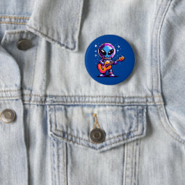Bóton Redondo 5.08cm Guitarista de Alienígena de 8 bits - Música Espaci