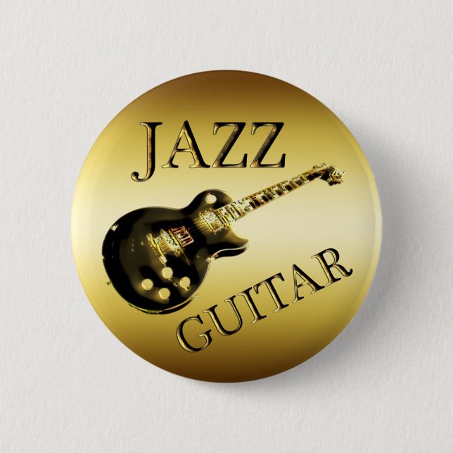 BÓTON REDONDO 5.08CM GUITARRA DOURADO DO JAZZ (Frente)
