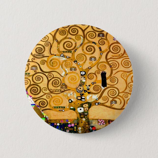 Bóton Redondo 5.08cm Gustav Klimt Árvore da Vida (Frente)