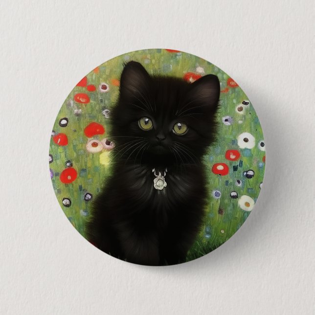 Bóton Redondo 5.08cm Gustav Klimt Kitten (Frente)