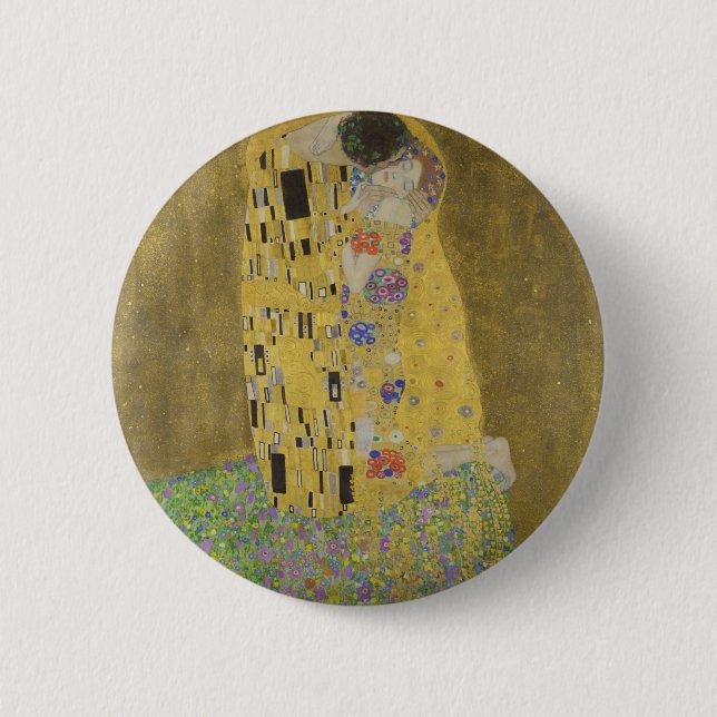 Bóton Redondo 5.08cm Gustav Klimt "O Beijo" (Frente)