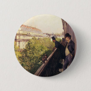 Bóton Redondo 5.08cm Gustave Caillebotte: Um balcão, bulevar Haussmann