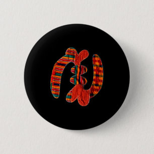 Bóton Redondo 5.08cm Gye Nyame - Símbolo Africano do Tecido Kente Gana