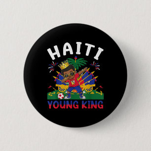 Bóton Redondo 5.08cm Haiti Young King Haitian Flag Day Melanin For Blac