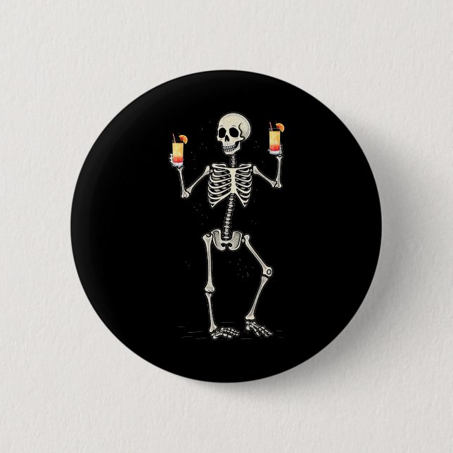 Bóton Redondo 5.08cm Halloween Bebendo de esqueleto Tequila Sunrise (Frente)