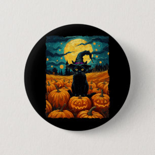 Bóton Redondo 5.08cm Halloween Black Cat Van Gogh Witch Kawaii Pumpkin