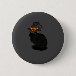 Bóton Redondo 5.08cm Halloween Button with Black Cat Design