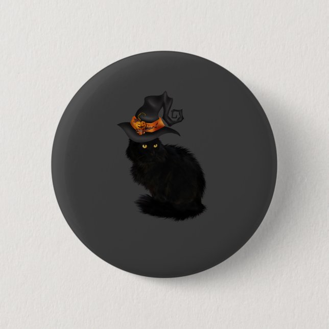 Bóton Redondo 5.08cm Halloween Button with Black Cat Design (Frente)