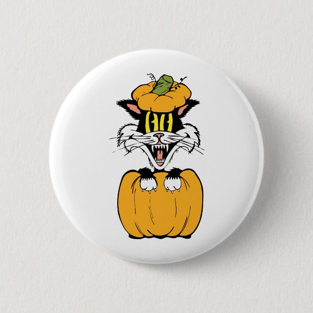 Bóton Redondo 5.08cm Halloween Cat (Frente)